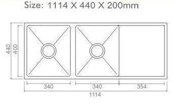 1110mm Piato Undermount Sink