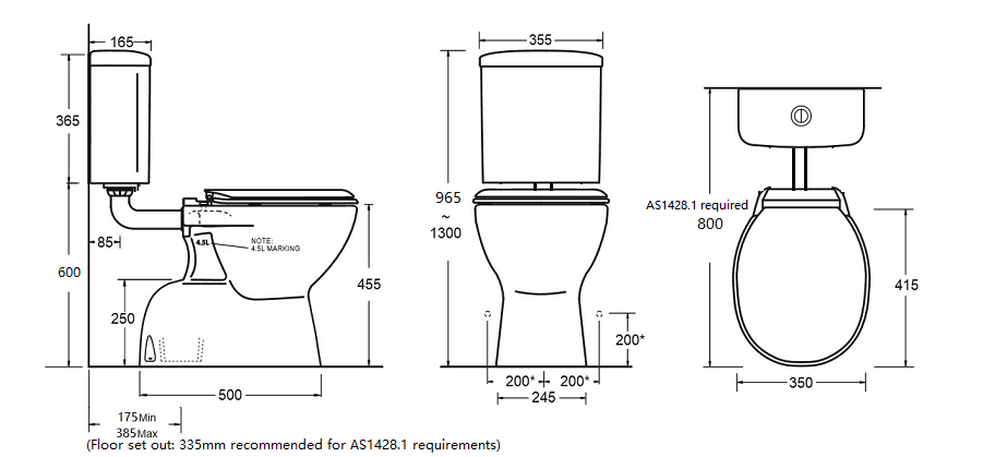 ECT BESTCARE Ambulant Toilet Suite (White with blue seat) *CLEARANCE*