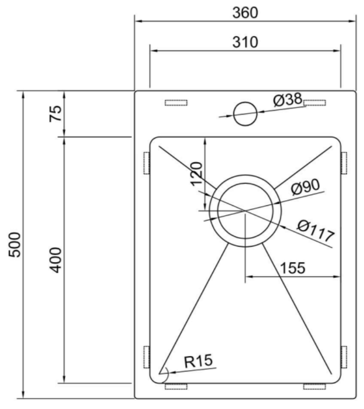 30 Litre Seta Compact Utility Sink 360 x 500 x 230mm