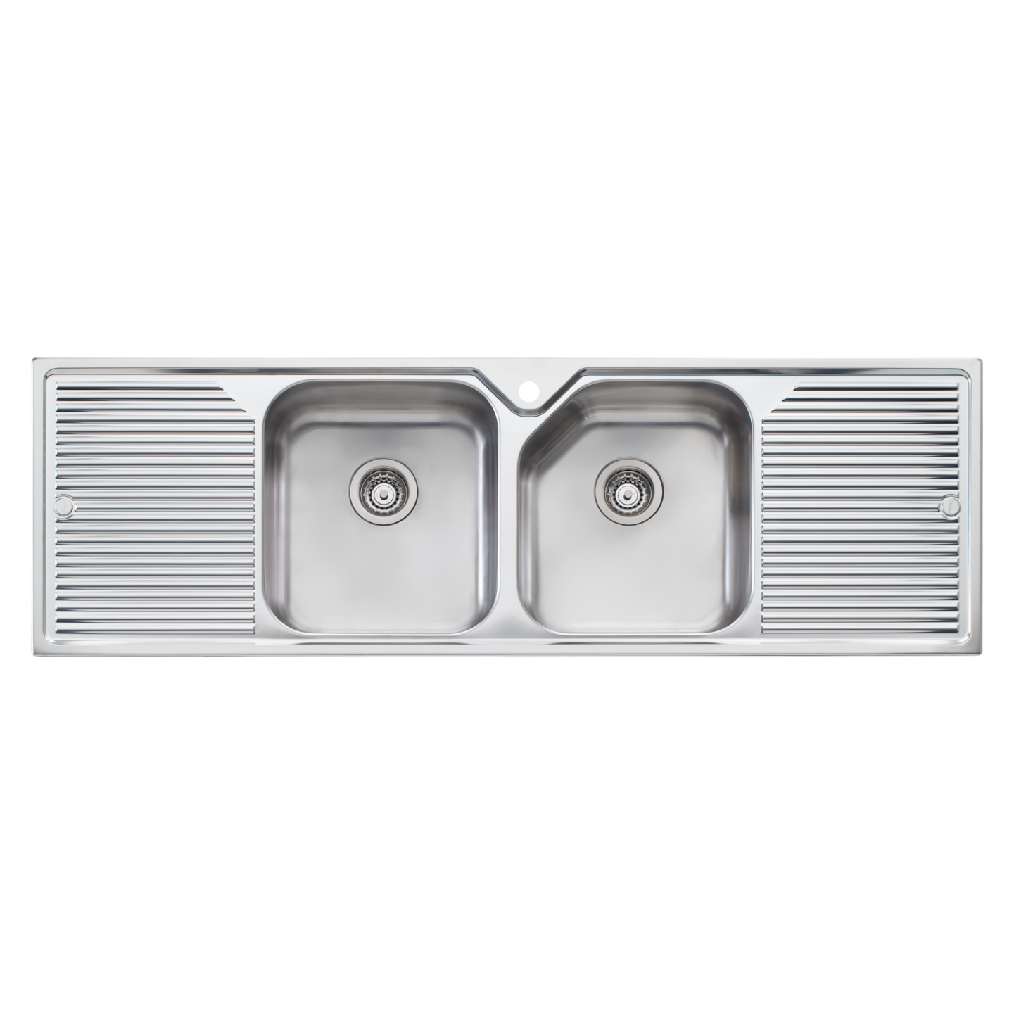 Oliveri Nu-Petite 1550mm Double Bowl Topmount Sink With Double Drainer (Chrome) *CLEARANCE*