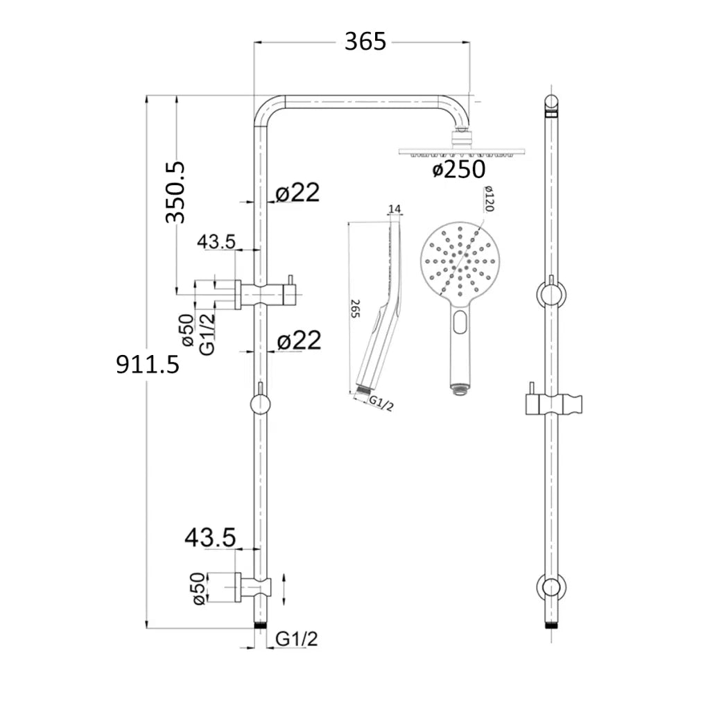 Mica Round Dual Shower Rail Set