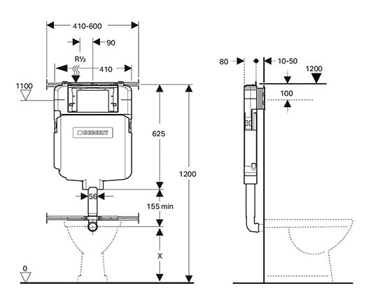 GEBERIT Sigma 8 Concealed cistern (for floor pan)