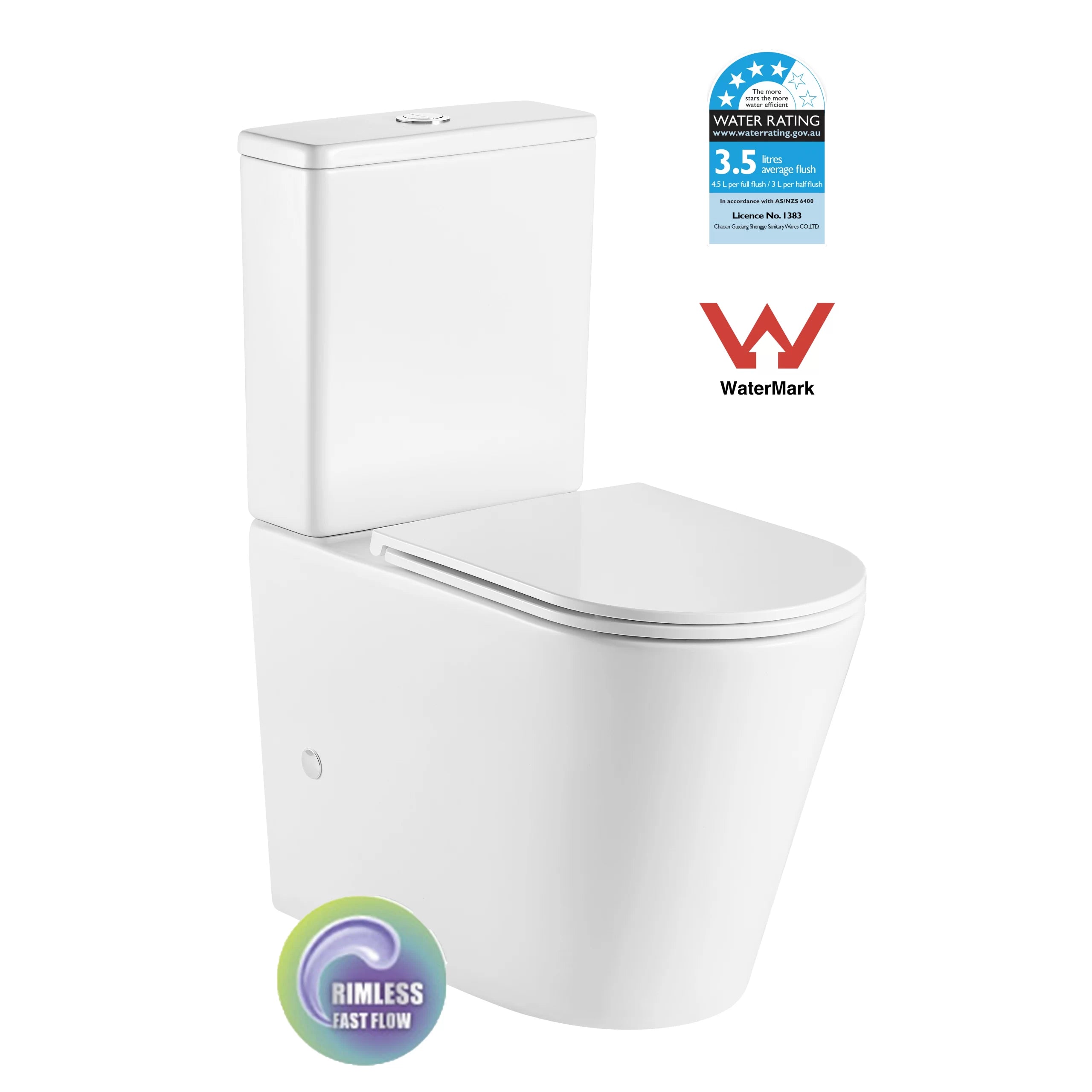 ATLANTA Rimless Ambulant Toilet Suite Gloss White