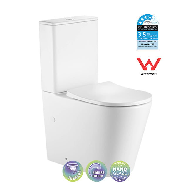 VERA Tornado-Rimless Toilet Suite in Matt White