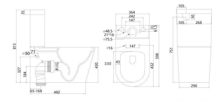 Torina Compact RIMLESS Toilet suite 'mini'