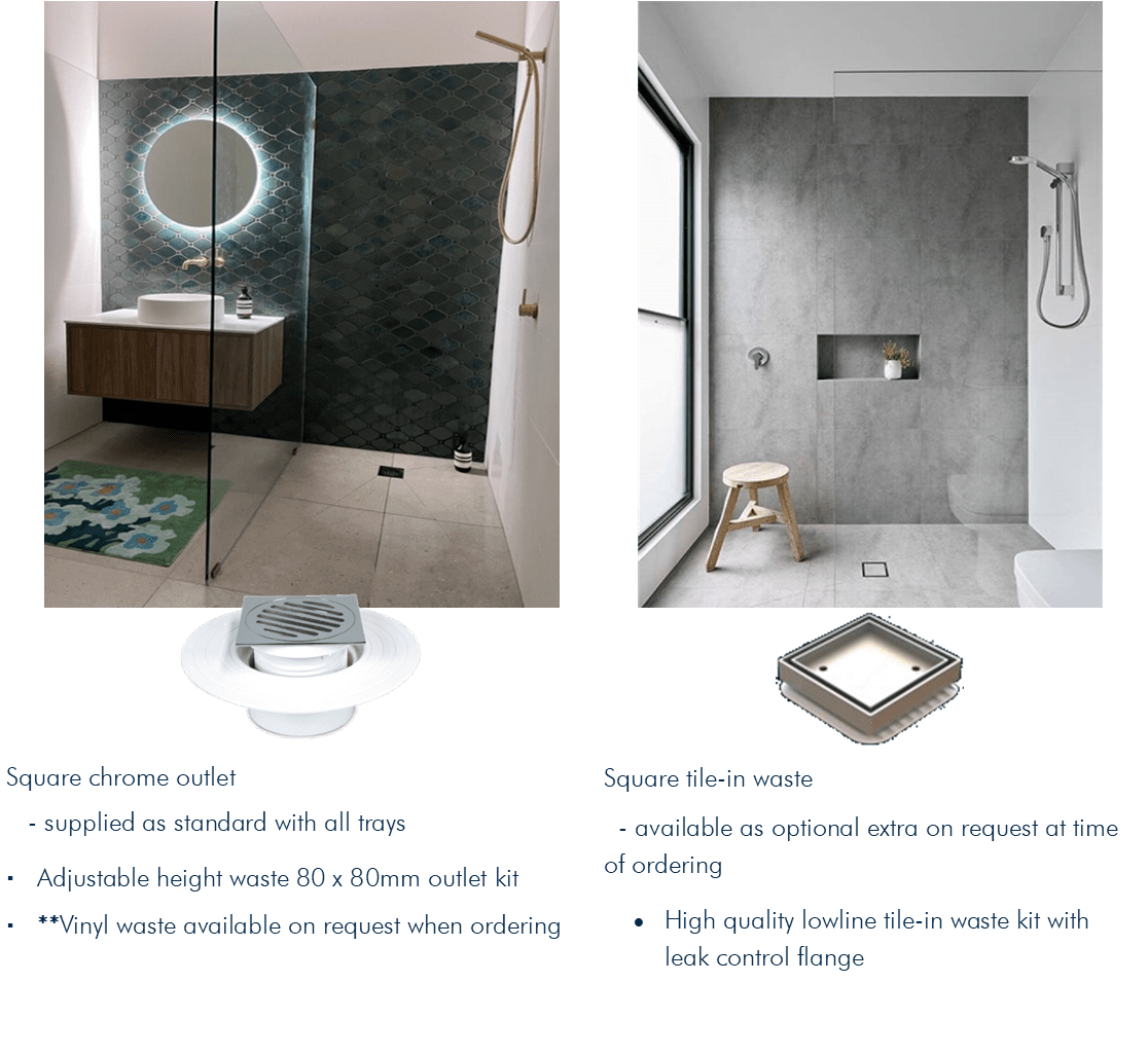 Tile-Over Shower Trays Wet Area Solutions (Waste outlet)