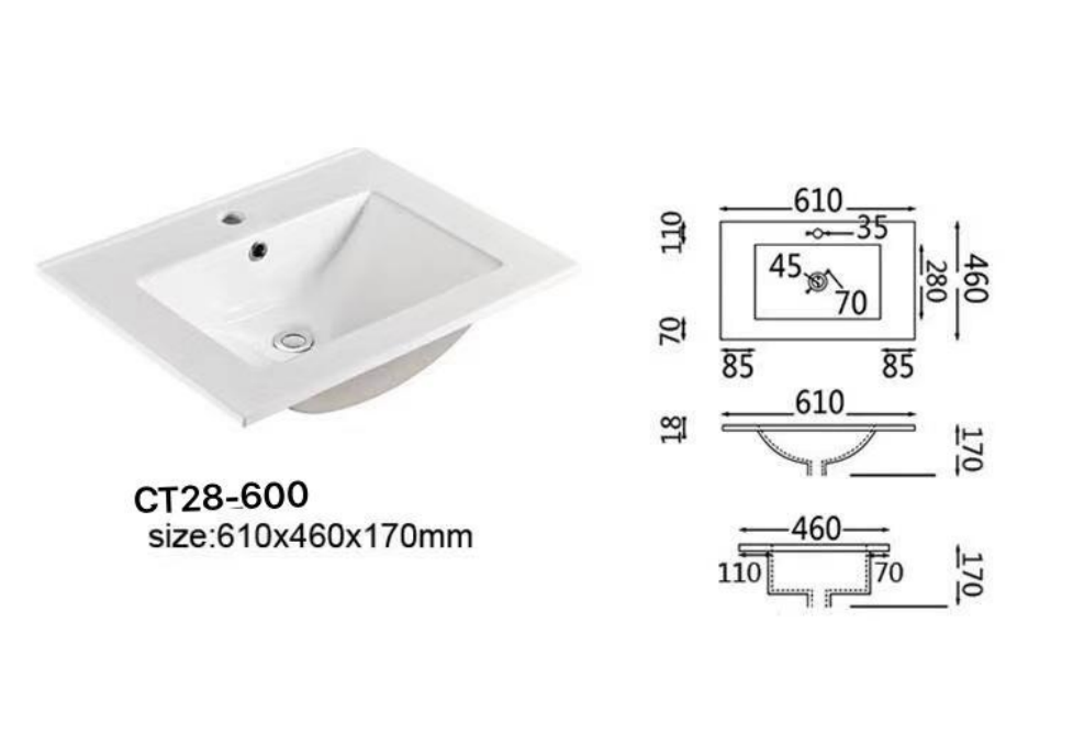 Crystal Ceramic Top with Undermount Aulic