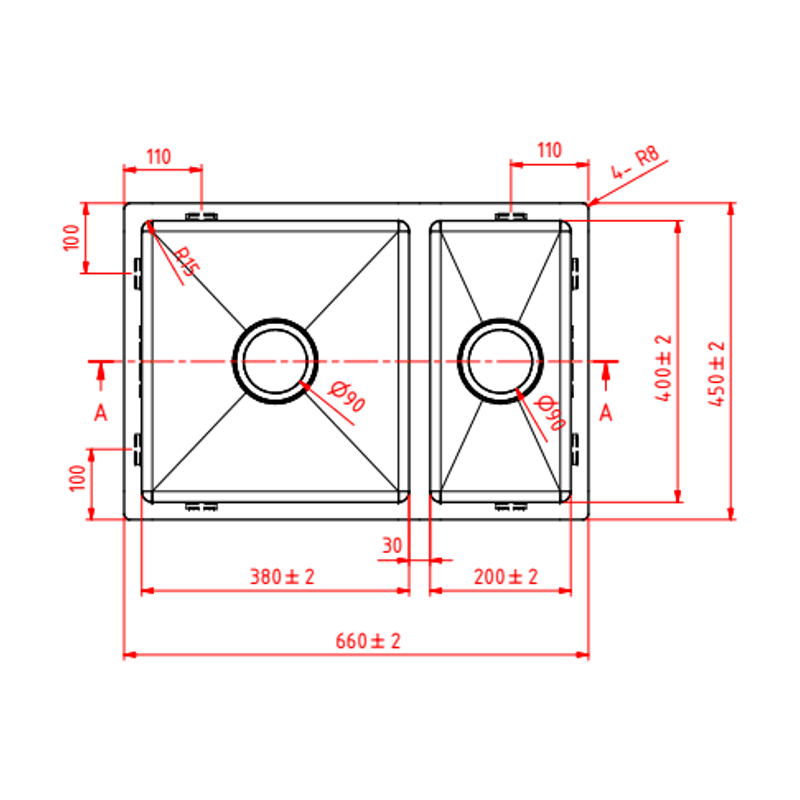 BL 660 x 450 x 210mm 1 and 1/2 Bowl Kitchen Sink Innova Best Link