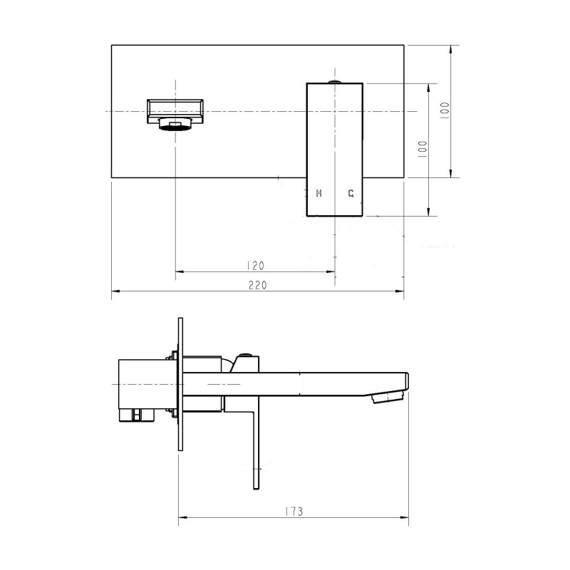 Nautica Slimline Wall Basin/Bath Mixer with Outlet Innova