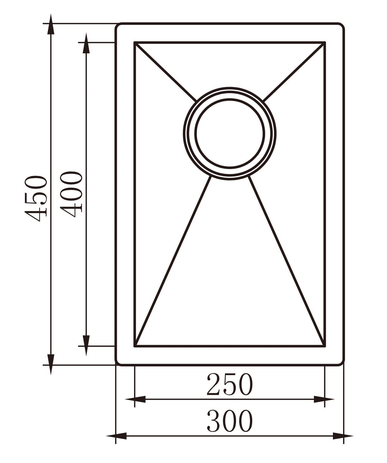 Piato 300 x 450 x 250mm Undermount Sink