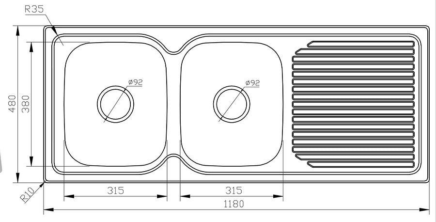 1180 Serena Double Bowl Sink