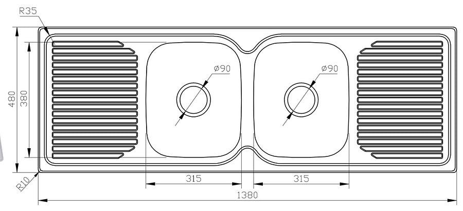 1380 Serena Double Bowl Sink