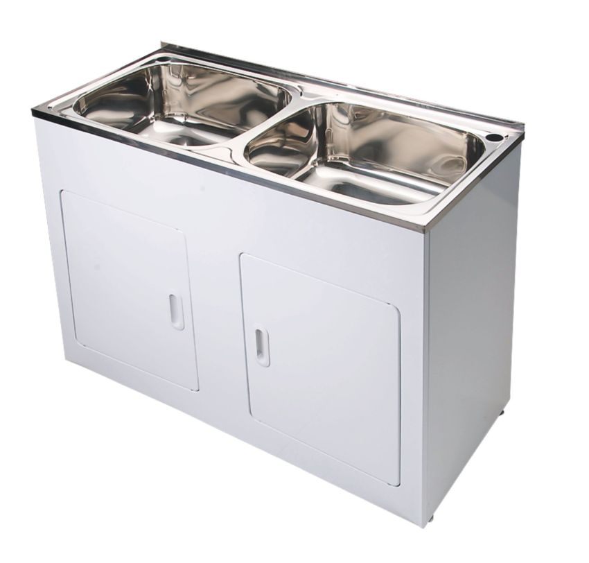 Yakka Double 45 Litre Laundry Trough Tub With Metal Cabinet