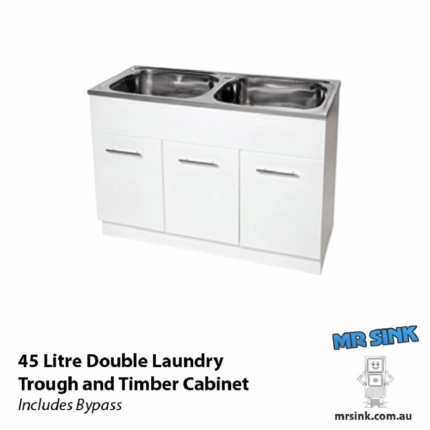 Yakka Double Laundry Tub And Cabinet Gloss